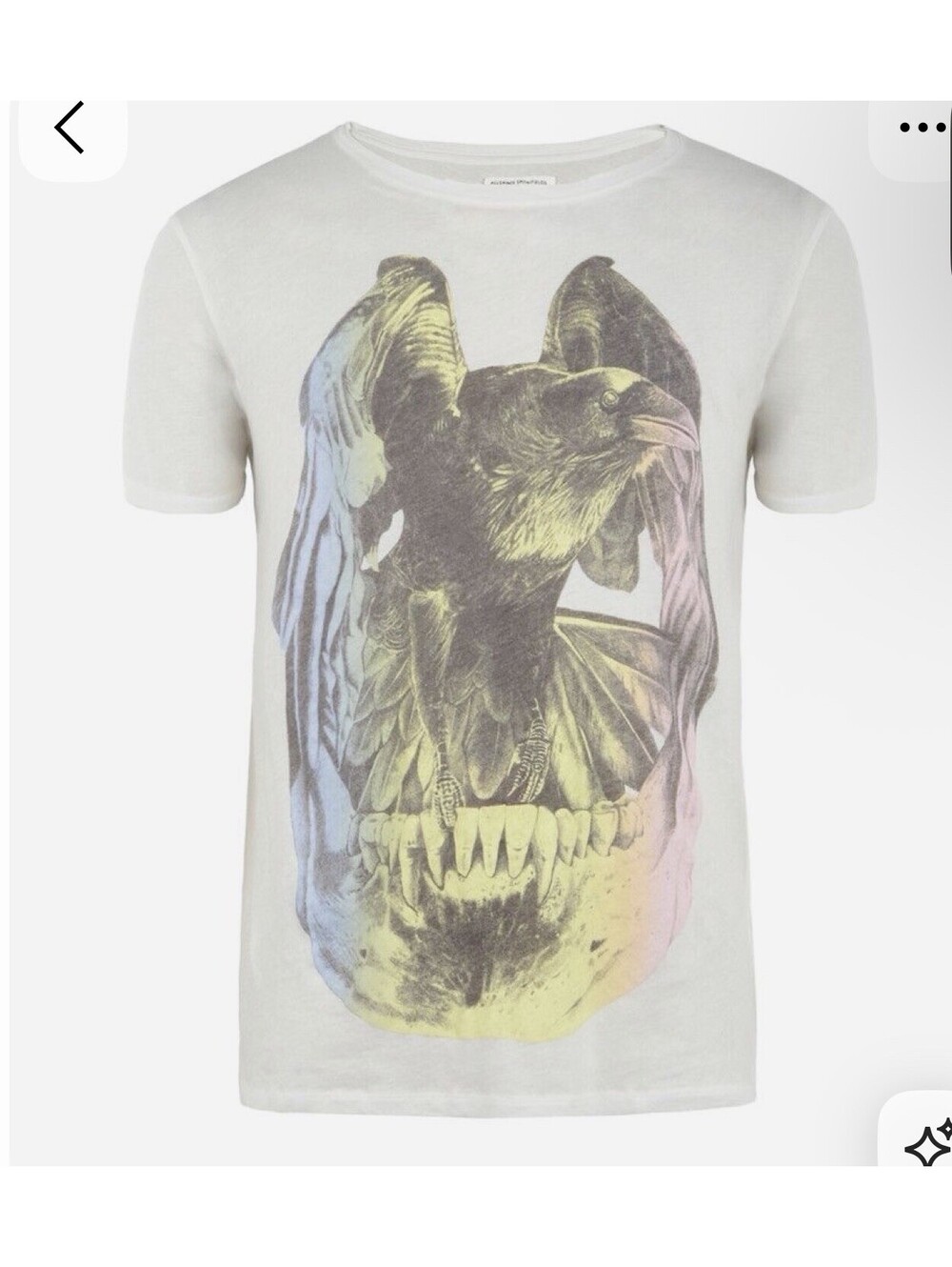 All Saints Vintage Wash T Shirt Crow Raven Graphic Distressed medium Cotton